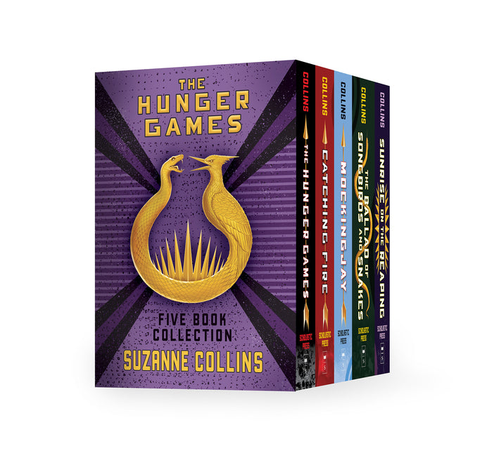 Book cover for Hunger Games 5-Book Hardcover Box Set (the Hunger Games, Catching Fire, Mockingjay, the Ballad of Songbirds and Snakes, Sunrise on the Reaping)