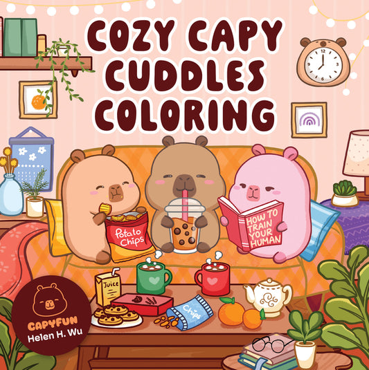 Book cover for Cozy Capy Cuddles Coloring: Kawaii Capybara Coloring Book: Adorable Animal Designs for Relaxation, Calm, and Creative Fun