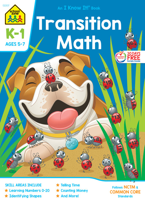 Book cover for School Zone Transition Math Grades K-1 Workbook