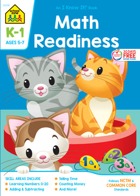 Book cover for School Zone Math Readiness Grades K-1 Workbook