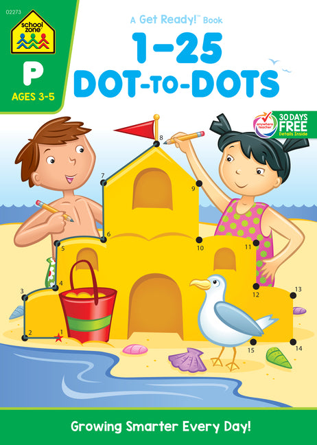 Book cover for School Zone Numbers 1-25 Dot-To-Dots Workbook