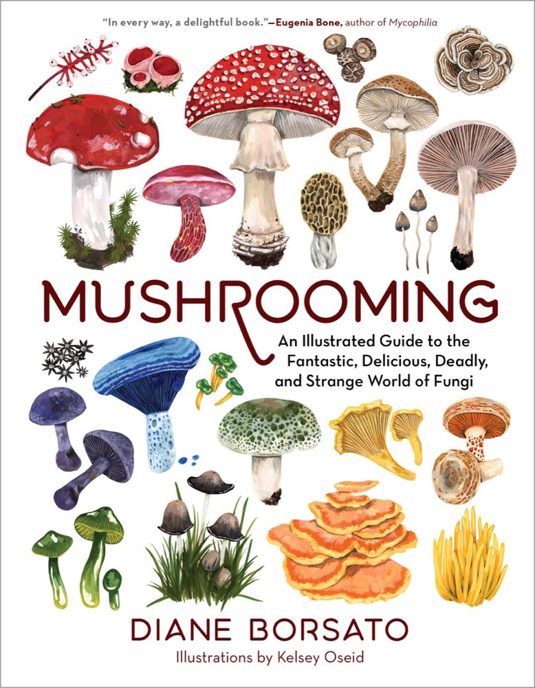Book cover for Mushrooming: An Illustrated Guide to the Fantastic, Delicious, Deadly, and Strange World of Fungi