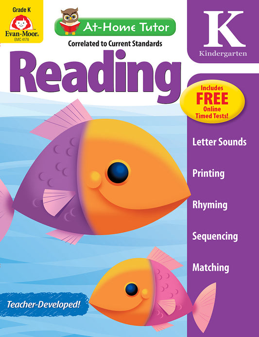 Book cover for At-Home Tutor: Reading, Kindergarten Workbook