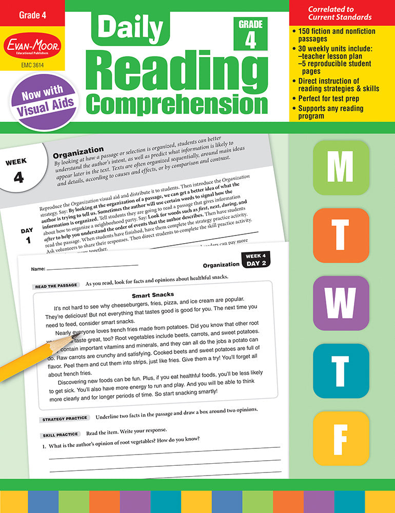 Book cover for Daily Reading Comprehension, Grade 4 Teacher Edition