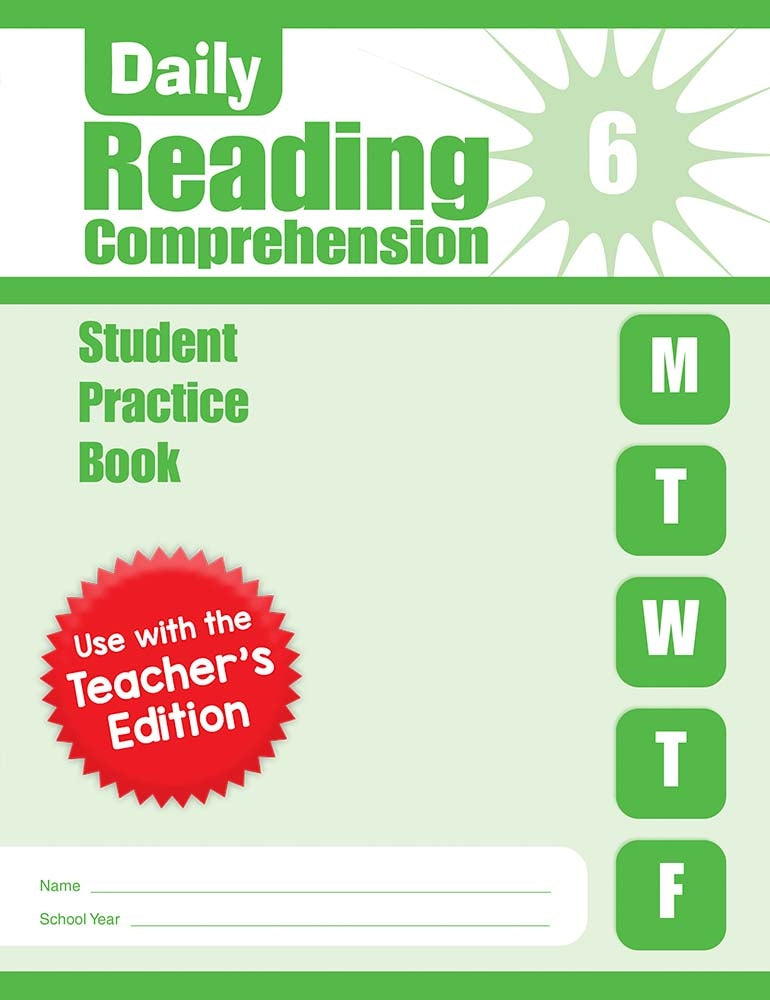 Book cover for Daily Reading Comprehension, Grade 6 Student Edition Workbook