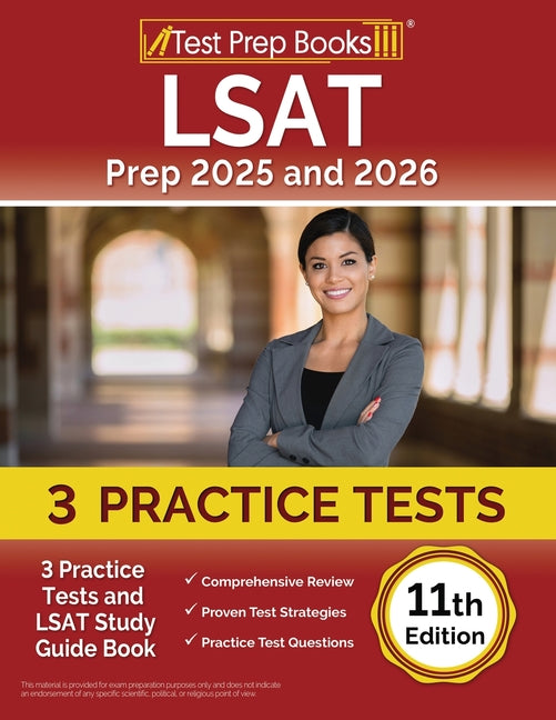 Book cover for LSAT Prep 2025 and 2026: 3 Practice Tests and LSAT Study Guide Book [11th Edition]