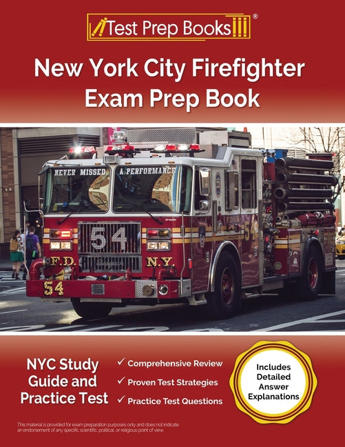 Book cover for New York City Firefighter Exam Prep Book: NYC Study Guide and Practice Test [Includes Detailed Answer Explanations]