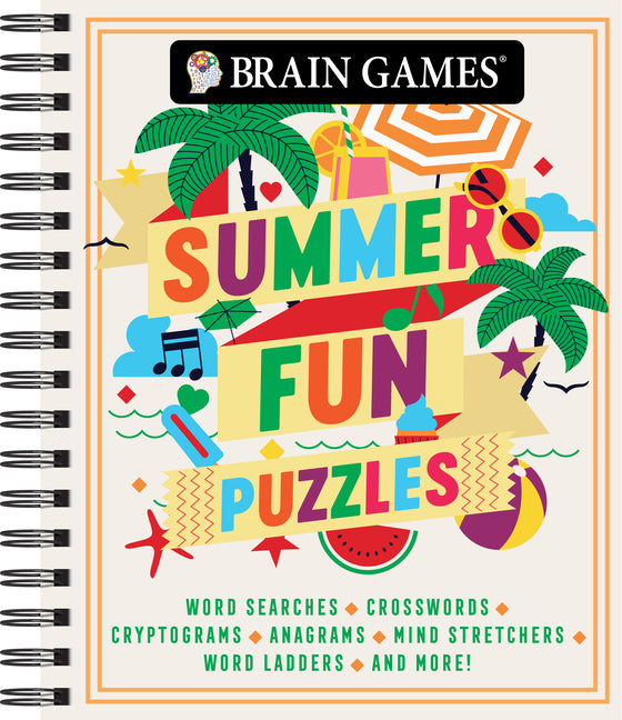 Book cover for Brain Games - Summer Fun Puzzles (#3): Word Searches, Crosswords, Cryptograms, Anagrams, Mind Stretchers, Word Ladders, and More! Volume 3