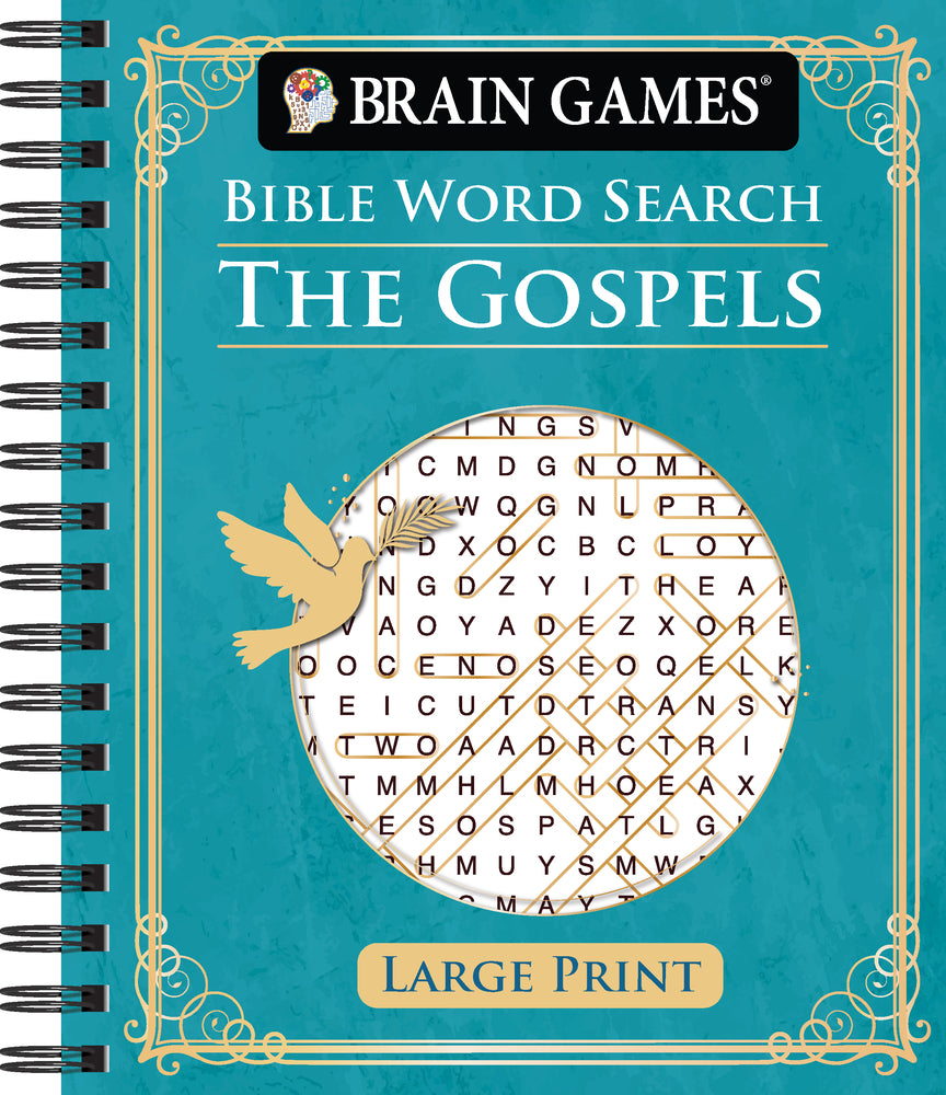 Book cover for Brain Games - Bible Word Search: The Gospels - Large Print