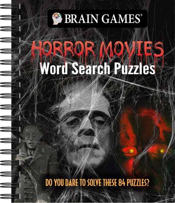 Book cover for Brain Games - Horror Movies Word Search Puzzles: Do You Dare to Solve These 84 Puzzles?