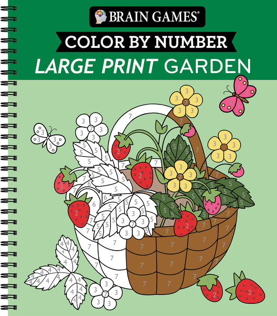 Book cover for Brain Games - Color by Number - Large Print: Garden