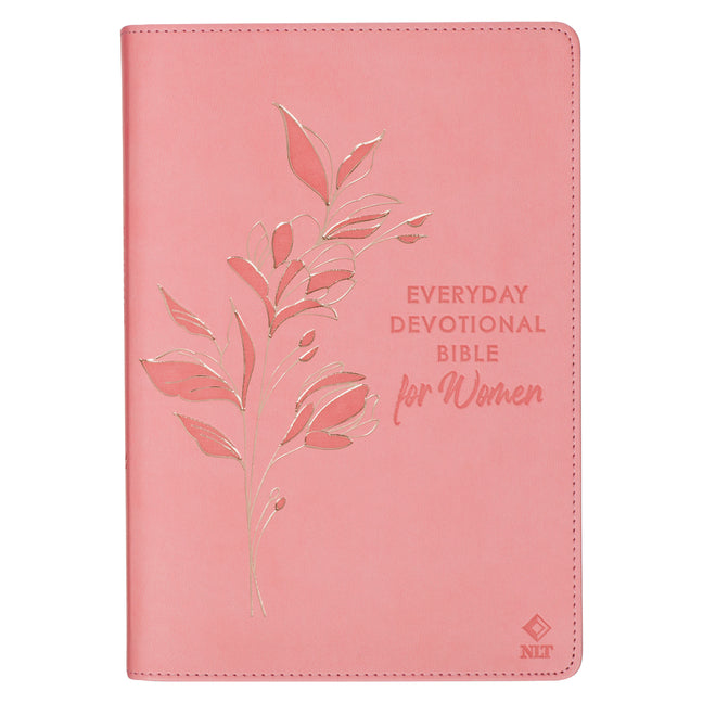 Book cover for NLT Holy Bible Everyday Devotional Bible for Women New Living Translation, Vegan Leather, Pink Debossed