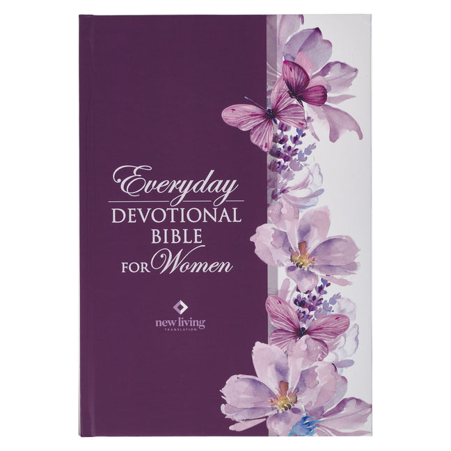 Book cover for NLT Holy Bible Everyday Devotional Bible for Women New Living Translation, Purple Floral Printed