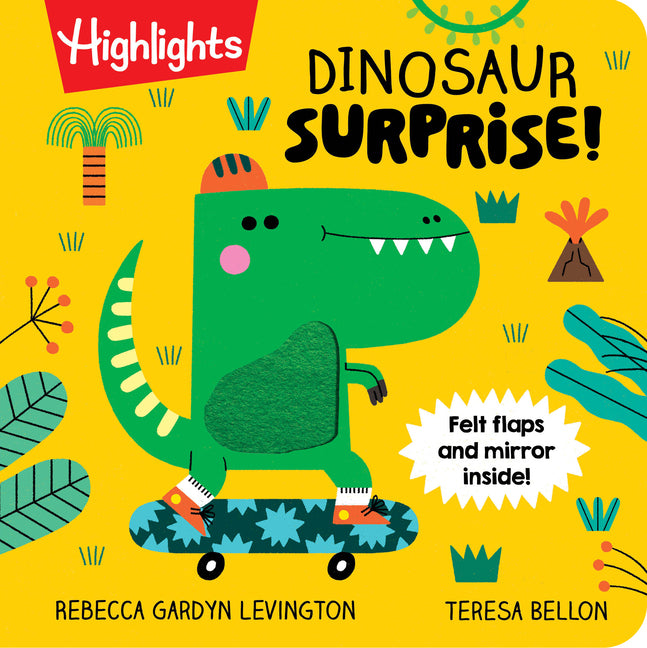 Book cover for Dinosaur Surprise!: Dino Book with Peekaboo Flaps and Mirror, Pop-Up Dinosaur Board Book for Babies and Toddlers to Laugh, Play and Build Fine Motor S