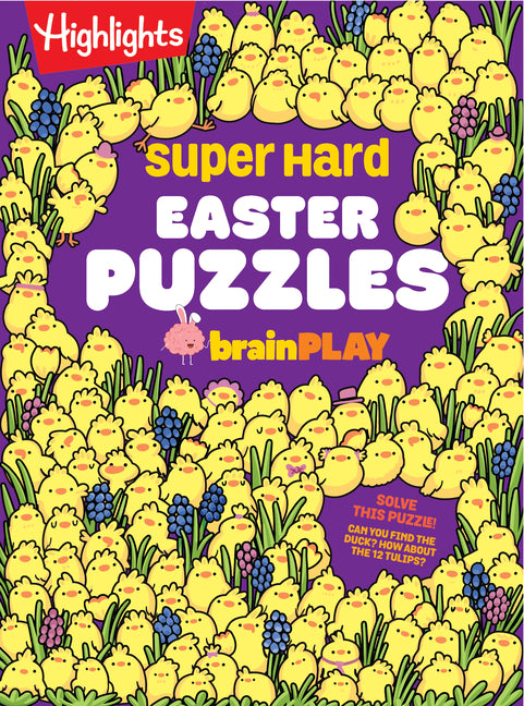 Book cover for Super Hard Easter Puzzles Brainplay: Easter Puzzle and Activity Book with Over 75 Brain-Teasing Mazes, Logic Games, Hidden Object Puzzles and More for