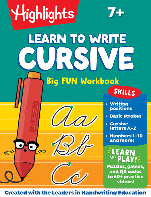 Book cover for Learn to Write Cursive Big Fun Workbook: 110-Page Cursive Handwriting Workbook, Step-By-Step Instructions for Cursive Writing Practice, Learn Cursive