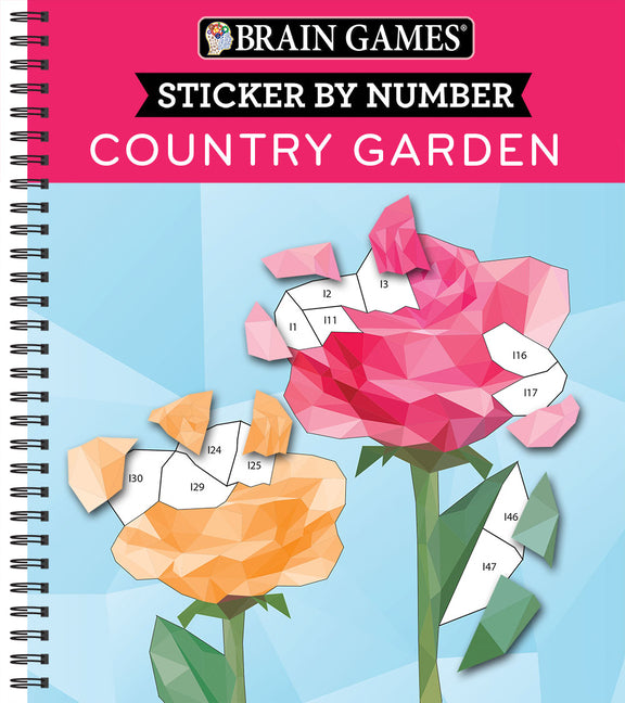 Book cover for Brain Games - Sticker by Number: Country Garden (Pages)