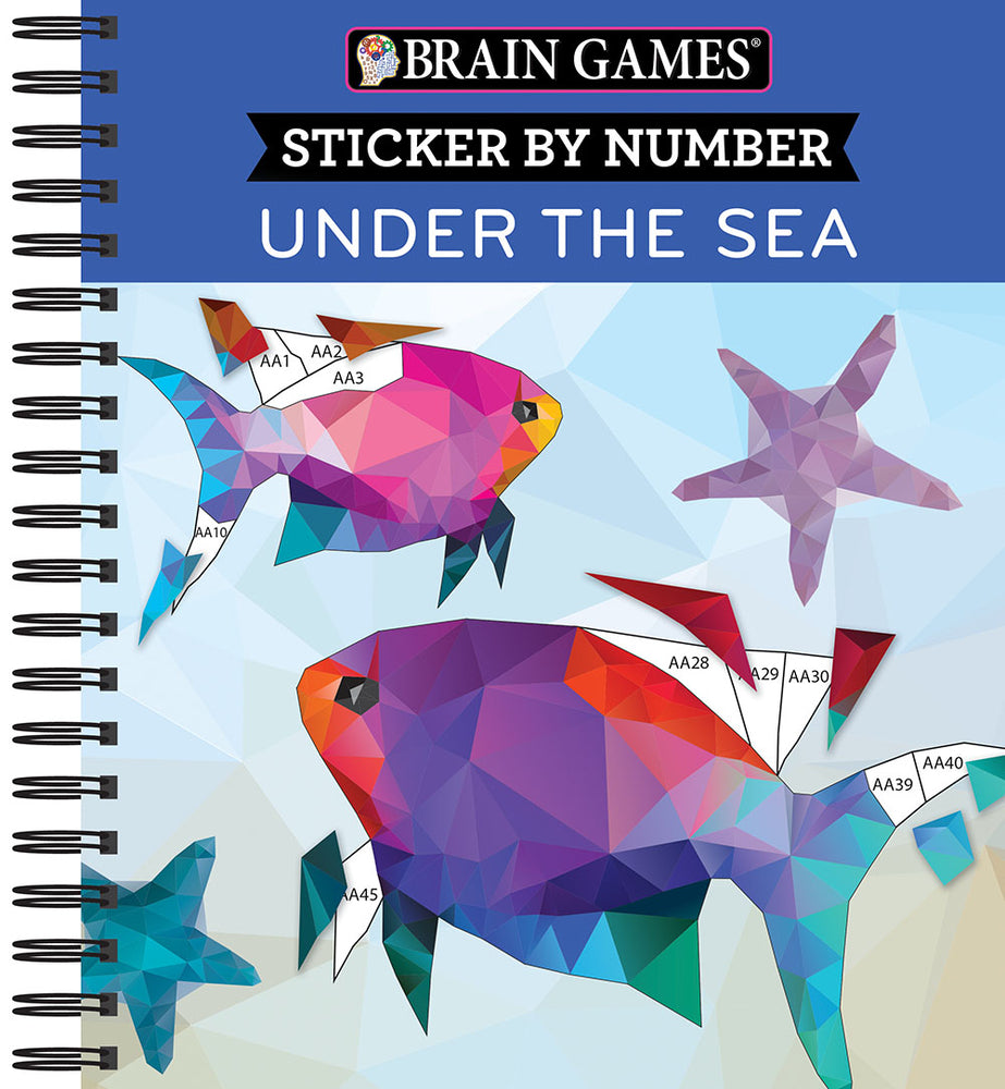 Book cover for Brain Games - Sticker by Number: Under the Sea - 2 Books in 1 (42 Images to Sticker)