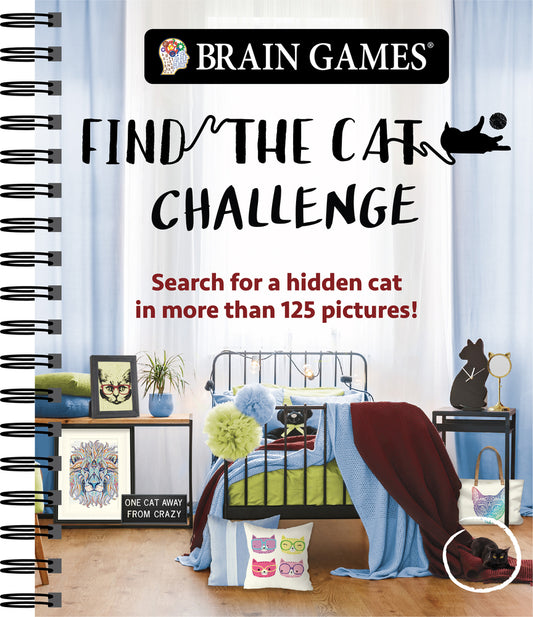 Book cover for Brain Games - Find the Cat Challenge: Search for a Hidden Cat in More Than 125 Pictures!