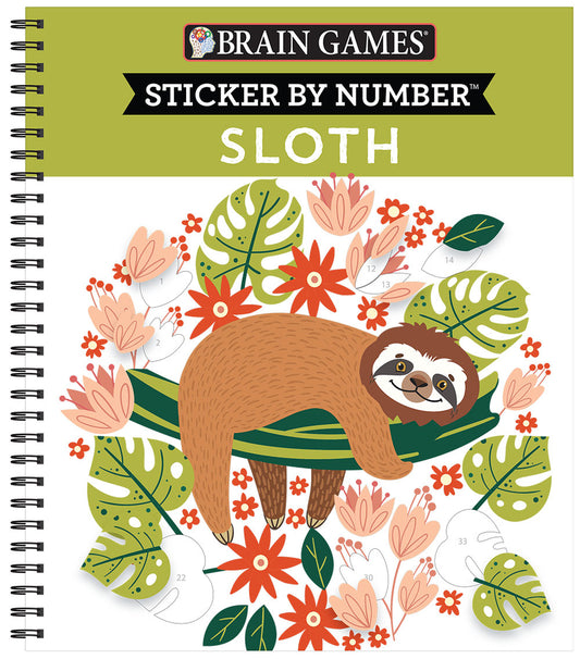 Book cover for Brain Games - Sticker by Number: Sloth