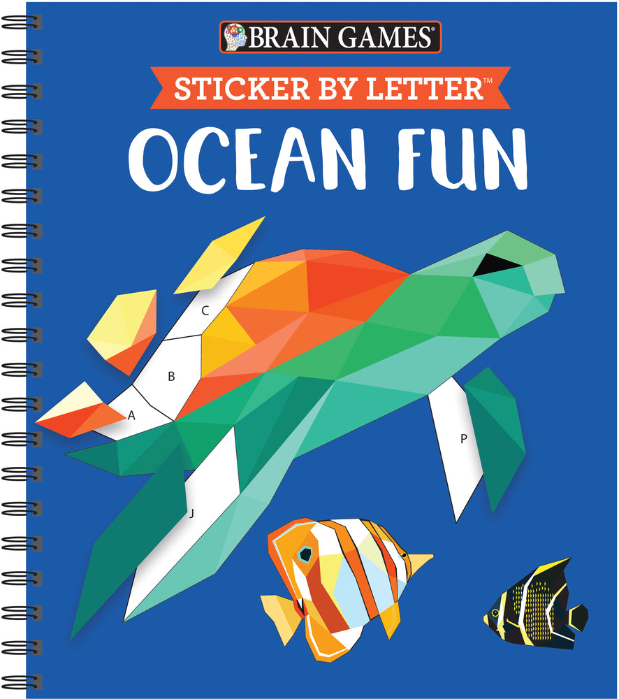 Book cover for Brain Games - Sticker by Letter: Ocean Fun (Sticker Puzzles - Kids Activity Book) [With Sticker(s)]