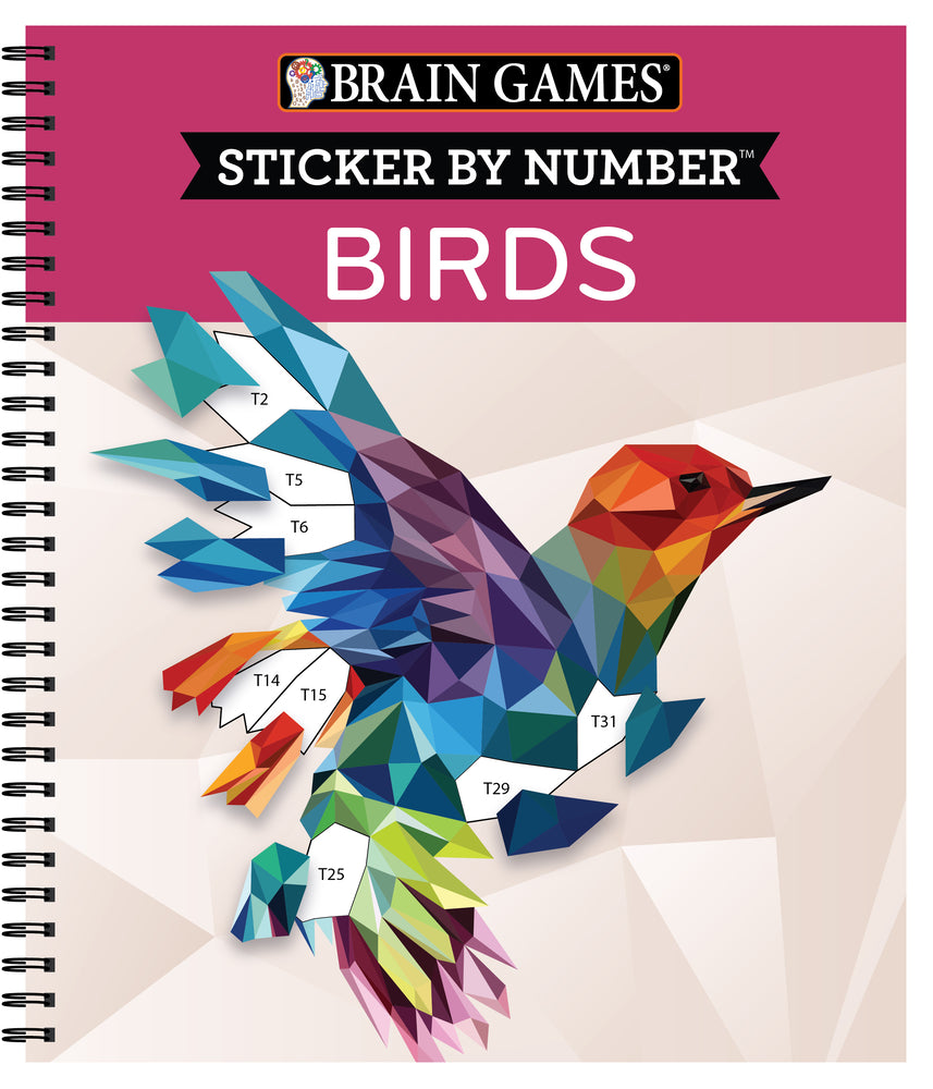 Book cover for Brain Games - Sticker by Number: Birds (28 Images to Sticker)