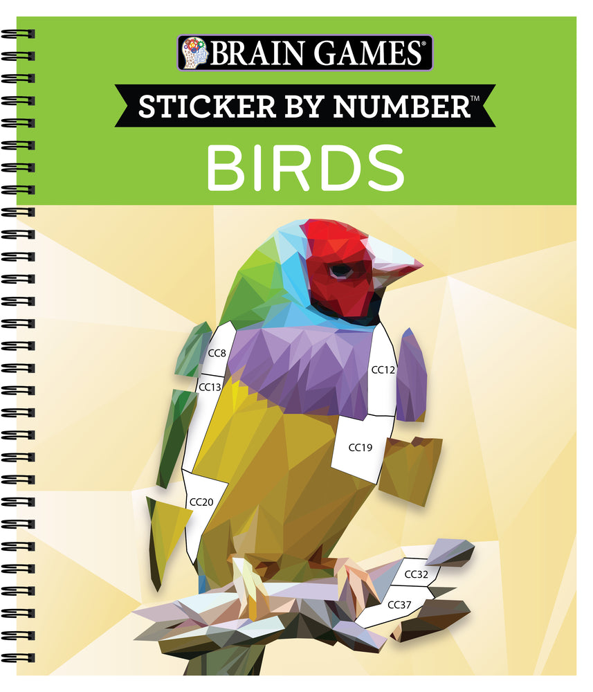 Book cover for Brain Games - Sticker by Number: Birds (42 Images to Sticker)