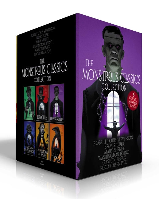 Book cover for Monstrous Classics Collection (Boxed Set): Dr. Jekyll and Mr. Hyde & Other Stories; Dracula; Frankenstein; The Legend of Sleepy Hollow & Other Stories