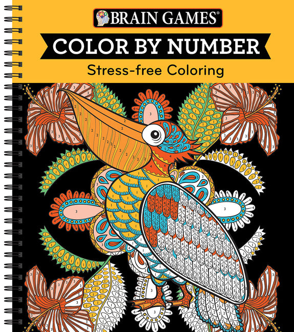 Book cover for Brain Games - Color by Number: Stress-Free Coloring (Orange)