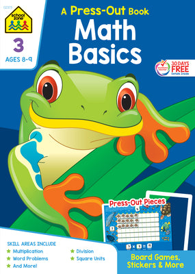 Book cover for School Zone Math Basics Grade 3 Press-Out Workbook