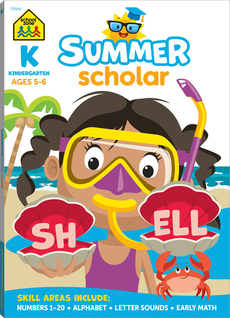Book cover for School Zone Kindergarten Summer Scholar Workbook