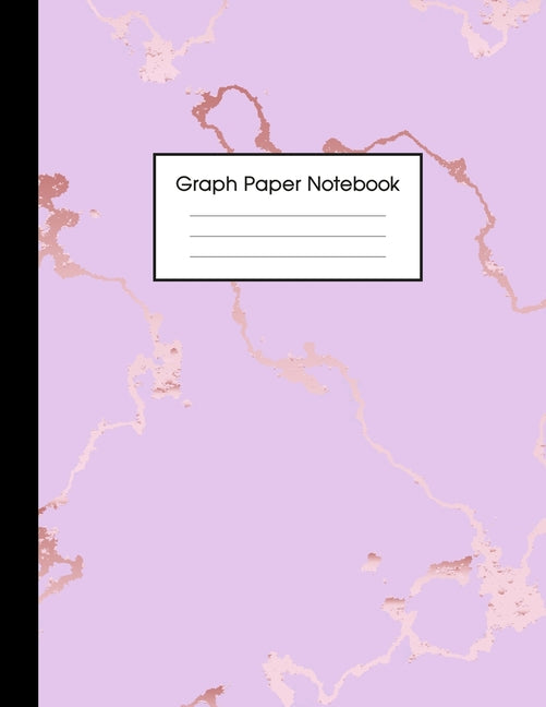 Book cover for Graph Paper Notebook: Beautiful Purple Marble and Rose Gold - 8.5 x 11 - 5 x 5 Squares per inch, Quad Ruled - Cute Graph Paper Composition N