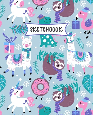 Book cover for Sketchbook: Sloth, Unicorn and Llama Sketch Book for Kids - Practice Drawing and Doodling - Fun Sketching Book for Toddlers & Twee