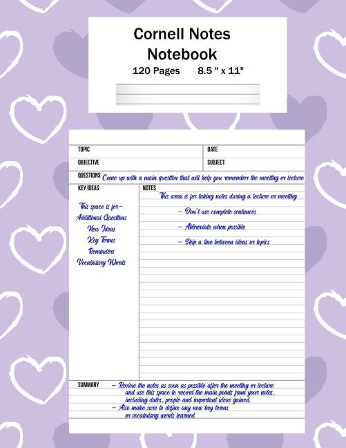 Book cover for Cornell Notes Notebook: Note Taking System, For Students, Writers, Meetings, Lectures Large Size 8.5 x 11 (21.59 x 27.94 cm), Durable Matte Pu