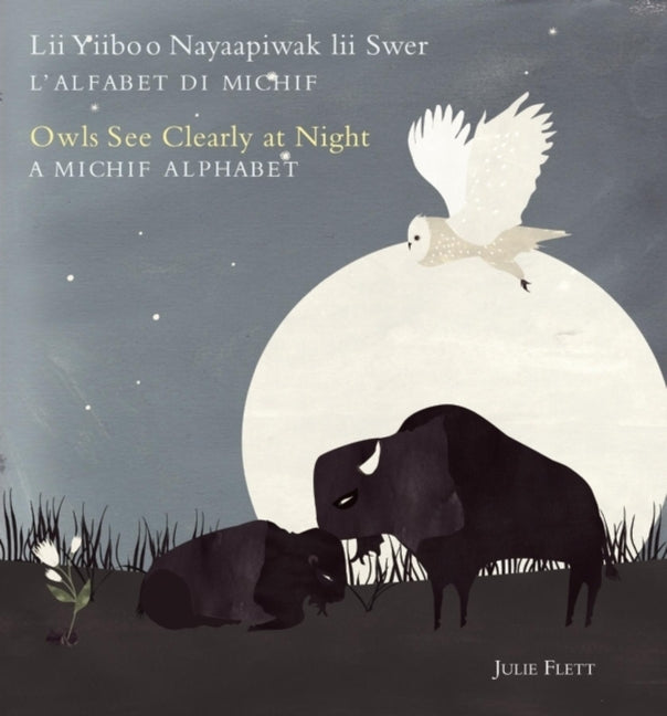Book cover for Owls See Clearly at Night/LII Yiiboo Nayaapiwak LII Swer: A Michif Alphabet/l'Alfabet Di Michif