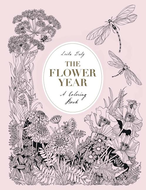 Book cover for The Flower Year: A Coloring Book for Adults