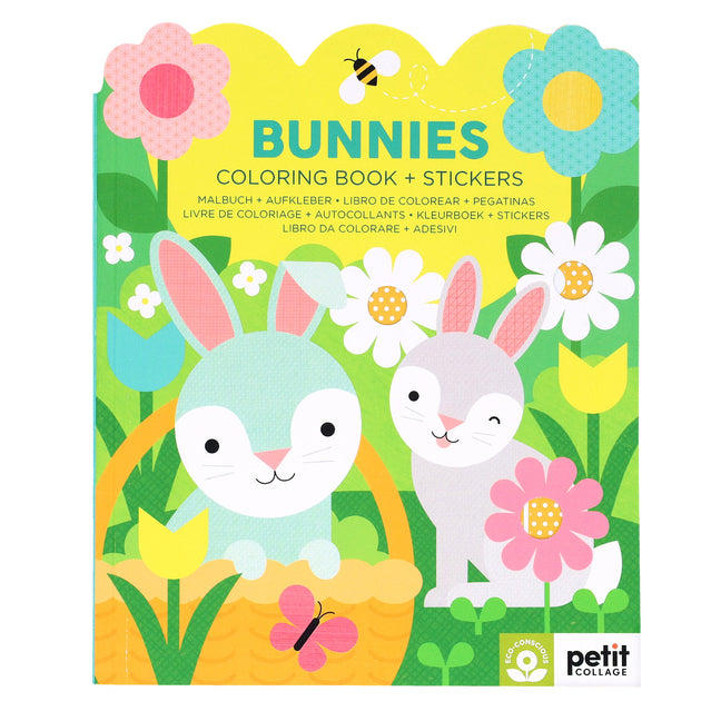 Book cover for Bunnies Coloring Book + Stickers