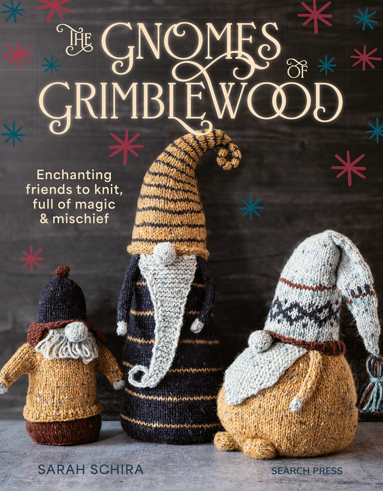Book cover for The Gnomes of Grimblewood: Enchanting Friends to Knit, Full of Magic and Mischief