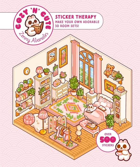 Book cover for Cute 'n' Cozy Sticker Therapy: Make Your Own Adorable 3D Room Sets: Over 500 Stickers!