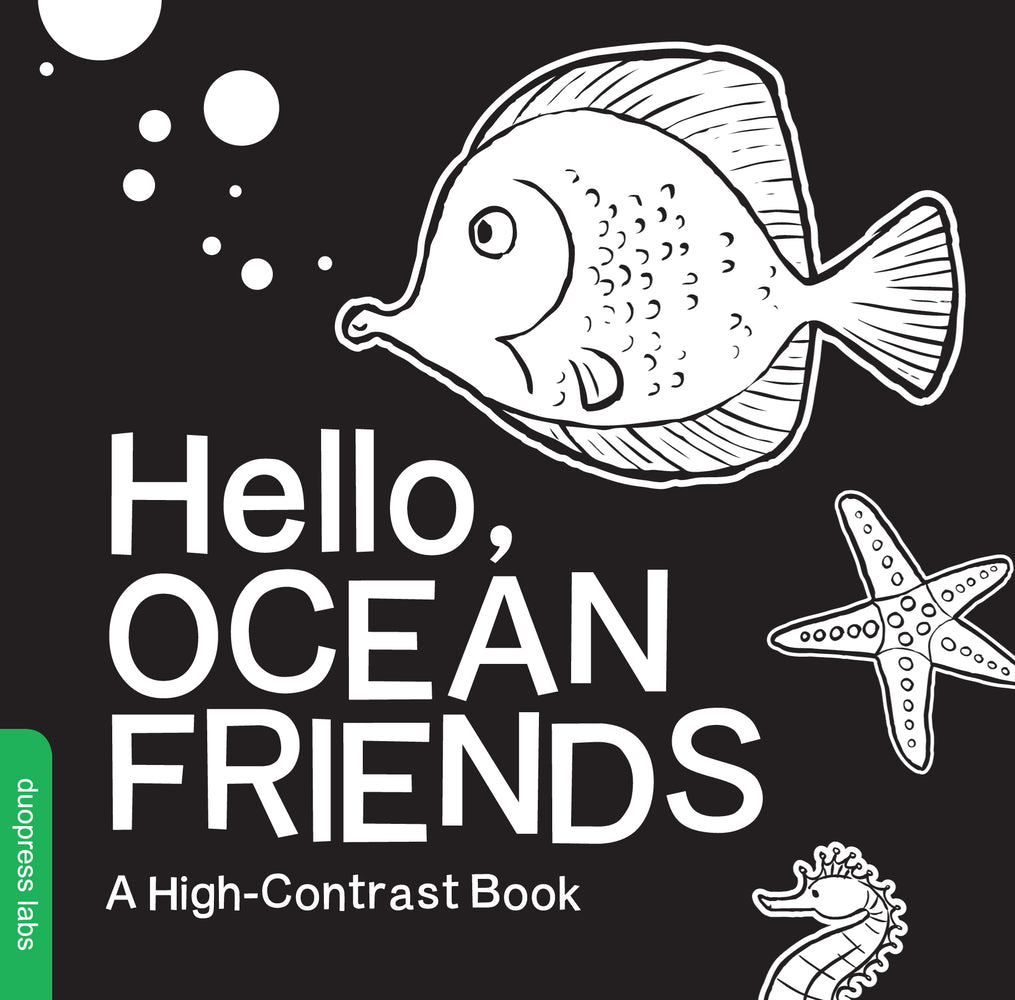 Book cover for Hello, Ocean Friends: A Durable High-Contrast Black-And-White Board Book for Newborns and Babies