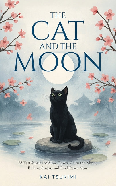 Book cover for Cat and The Moon - 33 Zen Stories: Slow Down, Calm the Mind, Relieve Stress, and Find Peace Now - Includes Reflections for Beginners