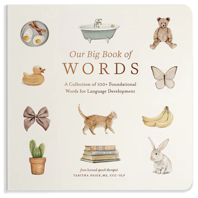 Book cover for Our Big Book of First Words: A Collection of 100+ Foundational Words for Language Development