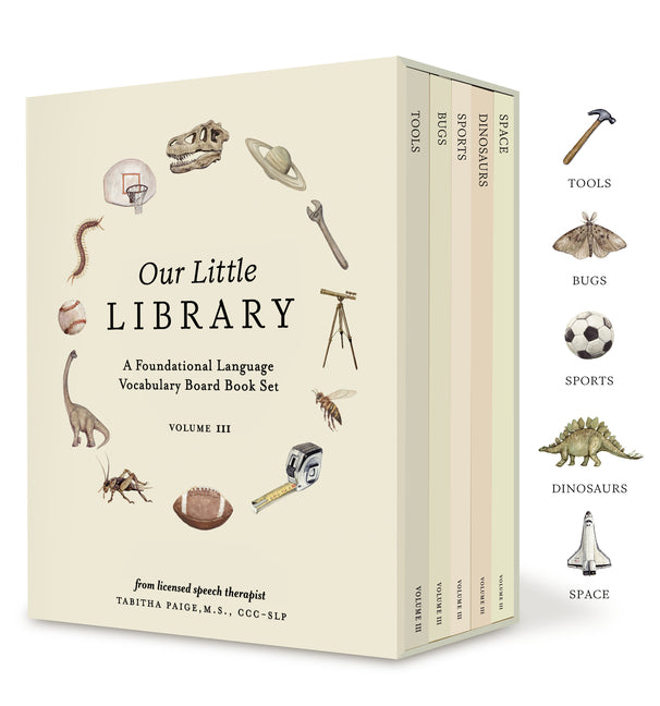 Book cover for Our Little Library Vol. 3: Dinosaurs, Space, Tools, Bugs, and Sports Board Book Set for Boys & Girls