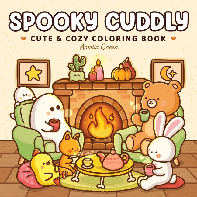 Book cover for Spooky Cuddly: Cozy Coloring Book for Adults and Teens Featuring Adorable Animal Characters and Cute Ghosts for Relaxation
