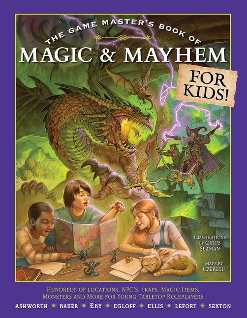 Book cover for Game Master's Book of Magic & Mayhem for Kids: Locations, Npcs, Traps, Dungeons, Magic Items, Monsters and More for Young Tabletop Players