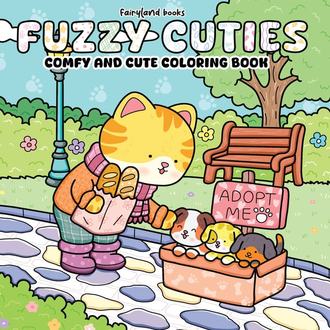 Book cover for Fuzzy Cuties: Cute & Cozy Coloring Book for Adults and Teens Adorable Animal Characters for Stress Relief