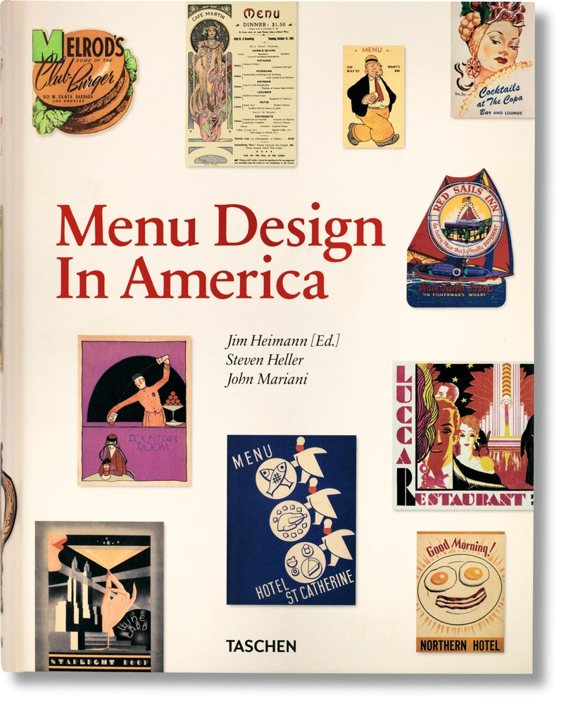 Book cover for Menu Design in America. 1850-1985