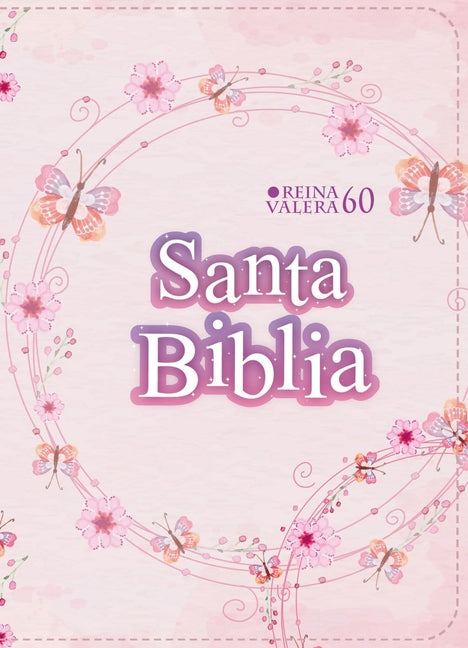 Book cover for Biblia Rvr 1960 Compacta Símil Piel Juvenil Mariposa Palo Rosa (Bible Rvr 1960 Compact Size Leatherlike Youth Light Pink Butterfly (Spanish Edition)