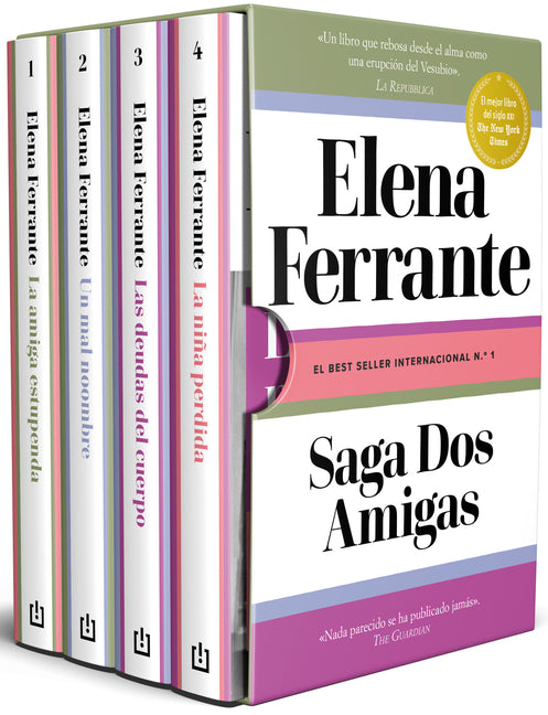 Book cover for Estuche Saga DOS Amigas (La Amiga Estupenda / Un Mal Nombre / Las Deudas del Cuerpo / La Niña Perdida) / Neapolitan Novels Saga. Boxed Set