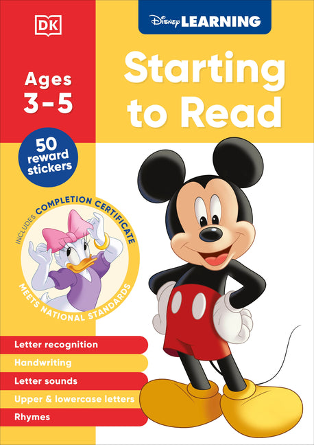 Book cover for Disney Learning Starting to Read (Ages 3-5): Preschool English Handwriting, Alphabet Workbook for Kids, Curriculum-Based